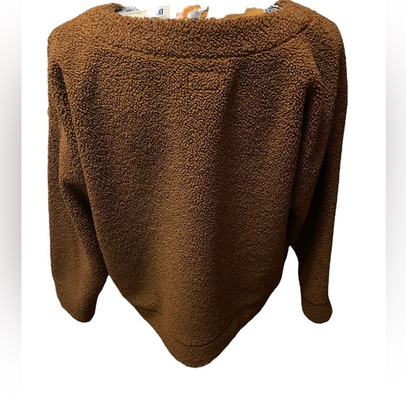J.Crew Vintage Fleece brown teddy cropped crew neck sweater - Picture 3 of 6